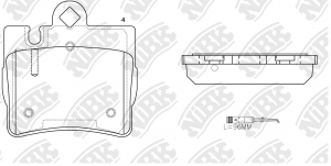 Колодки тормозные дисковые (с датчиком износа) MERCEDES W220 S320-S600 9805/C215 PN0200W NIBK