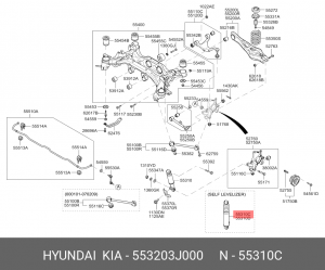 Амортизатор HYUNDAI ix55 задний левый регулируемый OE 553203J000 HYUNDAI KIA