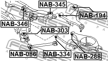 Сайлентблок задней балки (гидравлический) INFINITI FX45/35 NAB-346 NAB-346 FEBEST