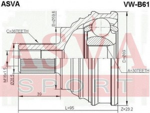 ШРУС НАРУЖНЫЙ 30x59,6x36_ 12" VWB61 VW-B61 ASVA