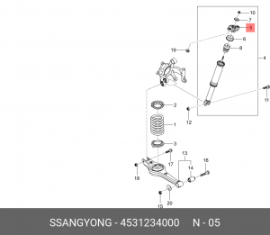 Опора амортизатора SSANGYONG Actyon (10-) заднего OE 4531234000 SSANG YONG