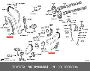 болт крепления планки натяжителя цепи ГРМ!\ Toyota Rav 4 01> 90109-08304 TOYOTA
