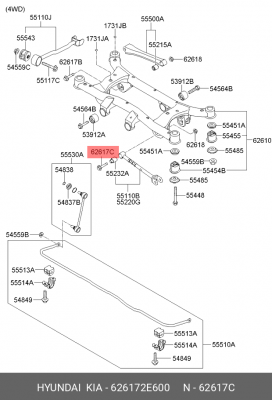 болт рычага заднего! M12\ Hyundai 626172E600 HYUNDAI