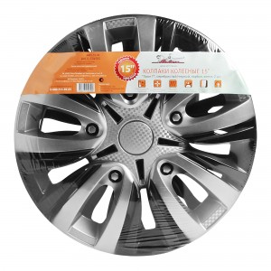 Колпаки колесные декоративные R15 серебро/черный "AIRLINE" Лион Т (2 шт.) AWCC-15-05 AIRLINE