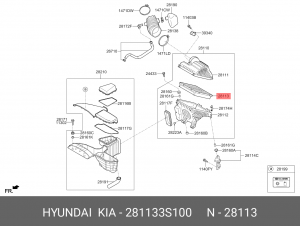 Фильтр воздушный HYUNDAI Sonata (11-) KIA Optima (11-) (2.0/2.4) OE 281133S100 HYUNDAI KIA
