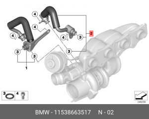 Возвратный патрубок системы охлаждения 11538663517 11 53 8 663 517 BMW