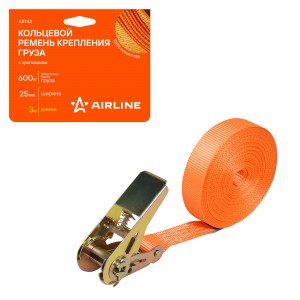 Ремень крепления груза (3 м) 0.6 т "AIRLINE" (с храповиком, кольцевой) AST43 AIRLINE