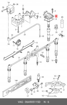 Катушка зажигания VW Bora,Golf,Passat,Polo AUDI A3,A4,A6,TT SKODA Octavia,Superb 06A 905 115 D VAG