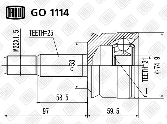 ШРУС наружный GO 1114 TRIALLI