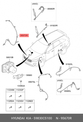 Датчик АБС KIA Sorento (16-) колеса переднего правого OE 59830C5100 HYUNDAI KIA