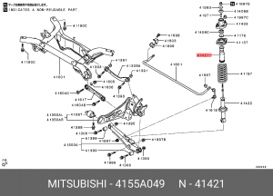 Пыльник и отбойник MITSUBISHI Lancer (00-13) амортизатора заднего комплект на 1  4155A049 MITSUBISHI