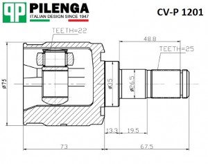 Шрус внутренний Hyundai Accent II (LC), III CV-P1201 CVP1201 PILENGA