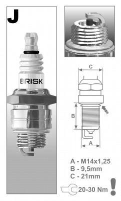 Свеча зажигания GARDEN J19 (3044) J19 BRISK