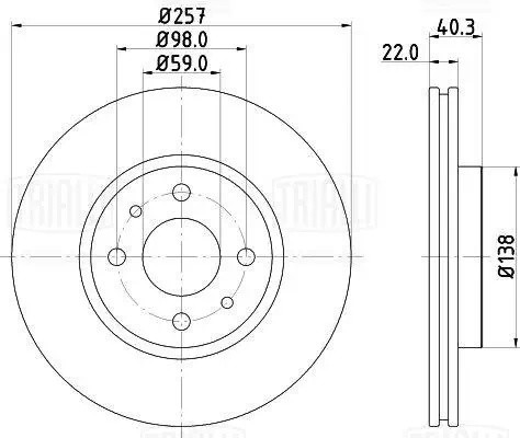 Диск торм. Fiat Doblo (01-)/Punto (99-) перед. d=257 (окраш.) (DF 270314) DF 270314 TRIALLI