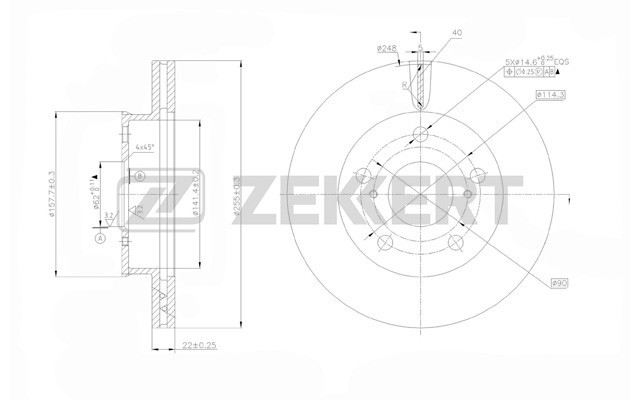 Диск.торм.перед. Toyota Mark II (X80  X90) 92- BS-5464 BS-5464 ZEKKERT