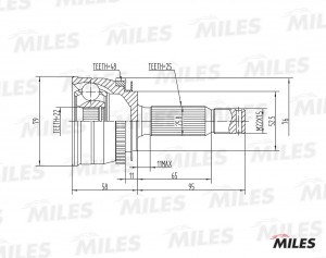 ШРУС наружный HYUNDAI GETZ 1.3-1.6 02- (с ABS) (GKN 303904) GA20165 GA20165 MILES