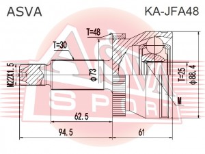 ШРУС НАРУЖНЫЙ ЛЕВЫЙ KA-JFA48 KA-JFA48 ASVA