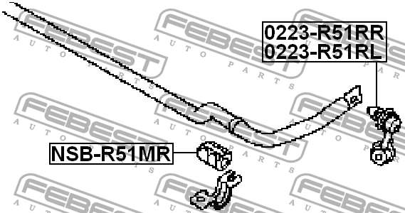 Втулка стабилизатора NISSAN PATHFINDER R51M 2005.01-2014.11 NSB-R51MR NSB-R51MR FEBEST