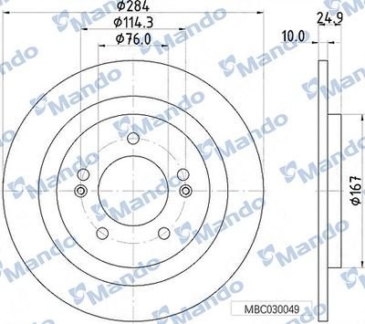 Диск тормозной HYUNDAI i40 (11-) задний (1шт.) MANDO MBC030050 MANDO