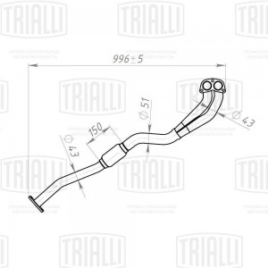Труба приёмная Chevrolet/Daewoo Lanos (97-) дл. без отв. для датч. (алюм. сталь) ERP 0506 TRIALLI