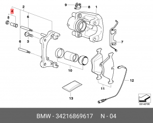 рем.к-кт направляющих тормозного суппорта!\ BMW 4 13>, Citroen C5 III 08> 34 21 6 869 617 BMW
