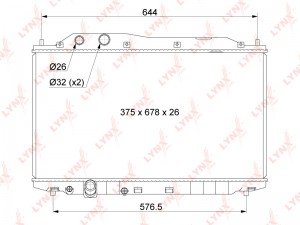 радиатор системы охлаждения! АКПП\ Honda Civic VII 1.6-1.8i 16V 05> RB1044 LYNXAUTO