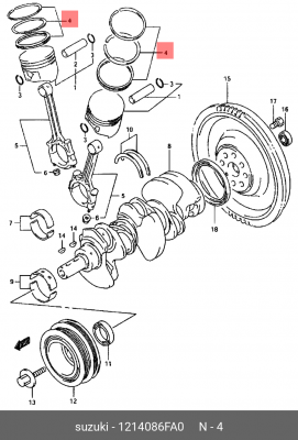Кольца поршневые 12140-86FA0 12140-86FA0 SUZUKI