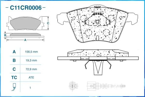 Тормозные колодки передние Low Metallic C11CR0006 C11CR0006 CWORKS