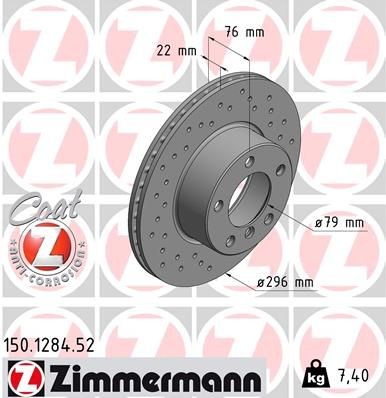 Диск тормозной передний BMW 5 (E39) спорт 150128452 150.1284.52 ZIMMERMANN