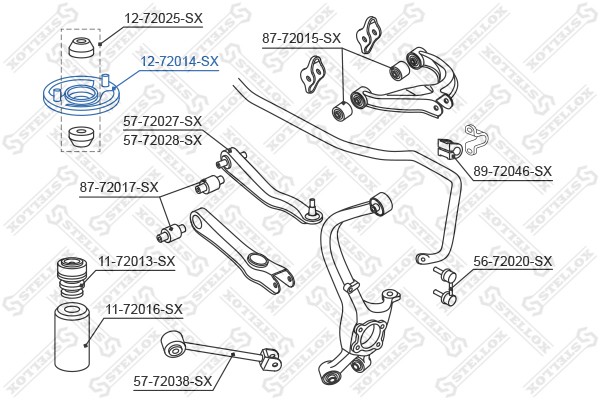 Опора амортизатора MITSUBISHI Galant (96-03) заднего STELLOX 12-72014-SX STELLOX