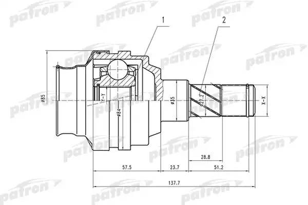 ШРУС внутренний 22x35x34 CHEVROLET LANOS (T100) 97-02 PCV1547 PCV1547 PATRON