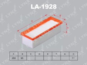 Фильтр воздушный RENAULT Duster (10-) (1.5 DCI) LYNX LA-1928 LYNXAUTO
