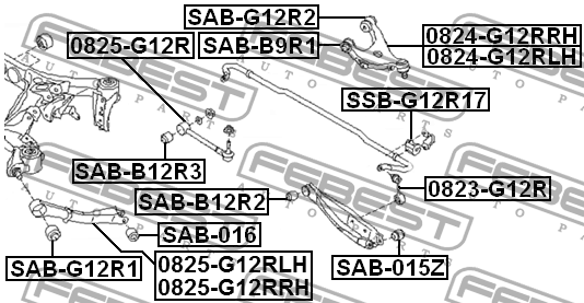 Втулка стабилизатора задняя SUBARU IMPREZA G22 2007.10-2014.01 SSB-G12R17 SSB-G12R17 FEBEST