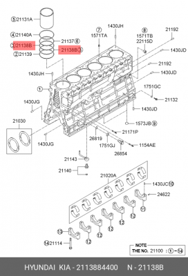 Кольцо уплотнительное гильзы D6CB 2113884400 HYUNDAI KIA