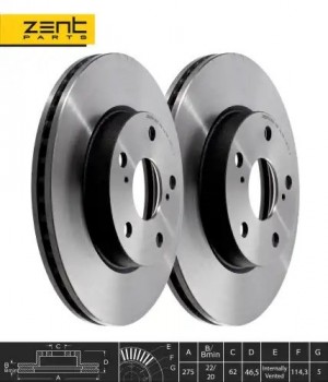 диск тормозной передний! Toyota Auris/Corolla 1.3/1.4/1.6VVTi 07> Z05970 ZENTPARTS