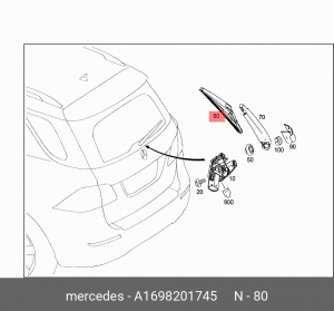 Щетка стеклоочистителя MERCEDES A (W169),M (W164),R (W251) задняя OE A 169 820 17 45 MERCEDES BENZ