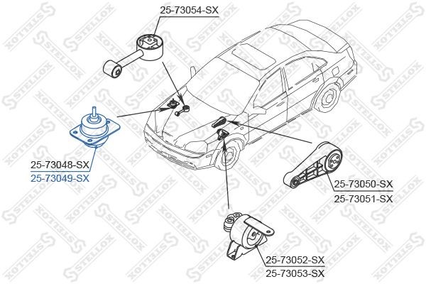 подушка ДВС правая!\ Daewoo Lacetti 1.8 DOHC MPI 04> 25-73049-SX STELLOX