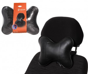 Подушка на подголовник 25х21 см эко-кожа черный "AIRLINE" (ЛИМА) ASP-B-05 AIRLINE