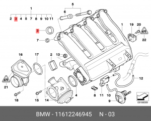 Прокладка коллектора BMW 3 (E46,E92),5 (E60,E61) впускного ОЕ 11 61 2 246 945 BMW