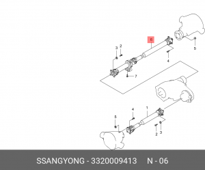 Вал карданный SSANGYONG Actyon (07-),Kyron (07-) (4WD) задний (L=1171.6мм) OE 3320009413 SSANG YONG