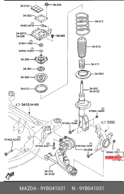 Гайка MAZDA OE 9YB0-41-031 MAZDA