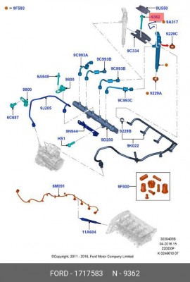 БОЛТ КРЕПЛЕНИЯ СКОБ ФОРСУНОК/1717583 1 717 583 FORD