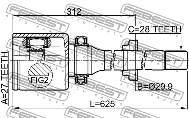 ШРУС ВНУТРЕННИЙ ПРАВЫЙ 27X29.9X28 подходит для LAND ROVER FREELANDER II 2006-201 2911-FLIIRH FEBEST