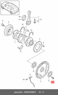 болт маховика!M10x1\ Audi A4/A6/A8/Q7,VW Bora/Golf3/4/Passat/Touareg/Sharan N 905 398 01 VAG