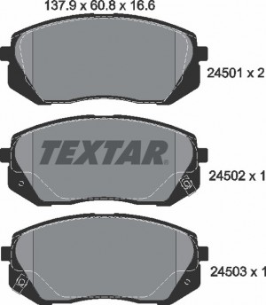 Колодки тормозные KIA Carens (06-),Sportage (08-) передние (4шт.) (Словакия) 2450101 TEXTAR