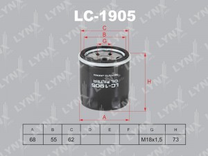 Фильтр масляный подходит для CHEVROLET Aveo 1.2 08 / Spark 0.8-1.2 05 LC-1905 LC-1905 LYNXAUTO