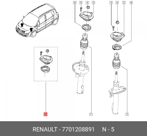 Опора амортизатора RENAULT Megane (03-09) переднего OE 7701208891 RENAULT