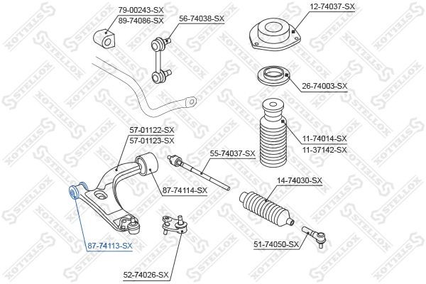 сайлентблок рычага пер.!\ Nissan Terrano R50 all 97> 87-74113-SX STELLOX