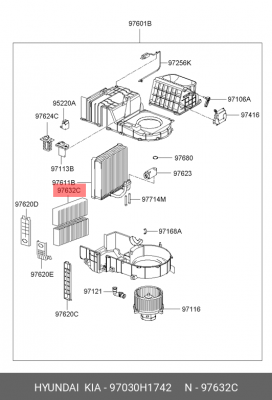Фильтр воздушный салона HYUNDAI Terracan (01-) (2шт.) OE 97030H1742 HYUNDAI KIA