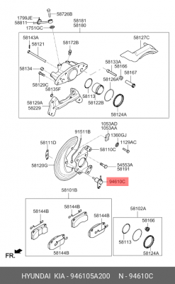 Датчик АБС HYUNDAI HD65,72,78,County колеса заднего правого OE 946105A200 HYUNDAI KIA